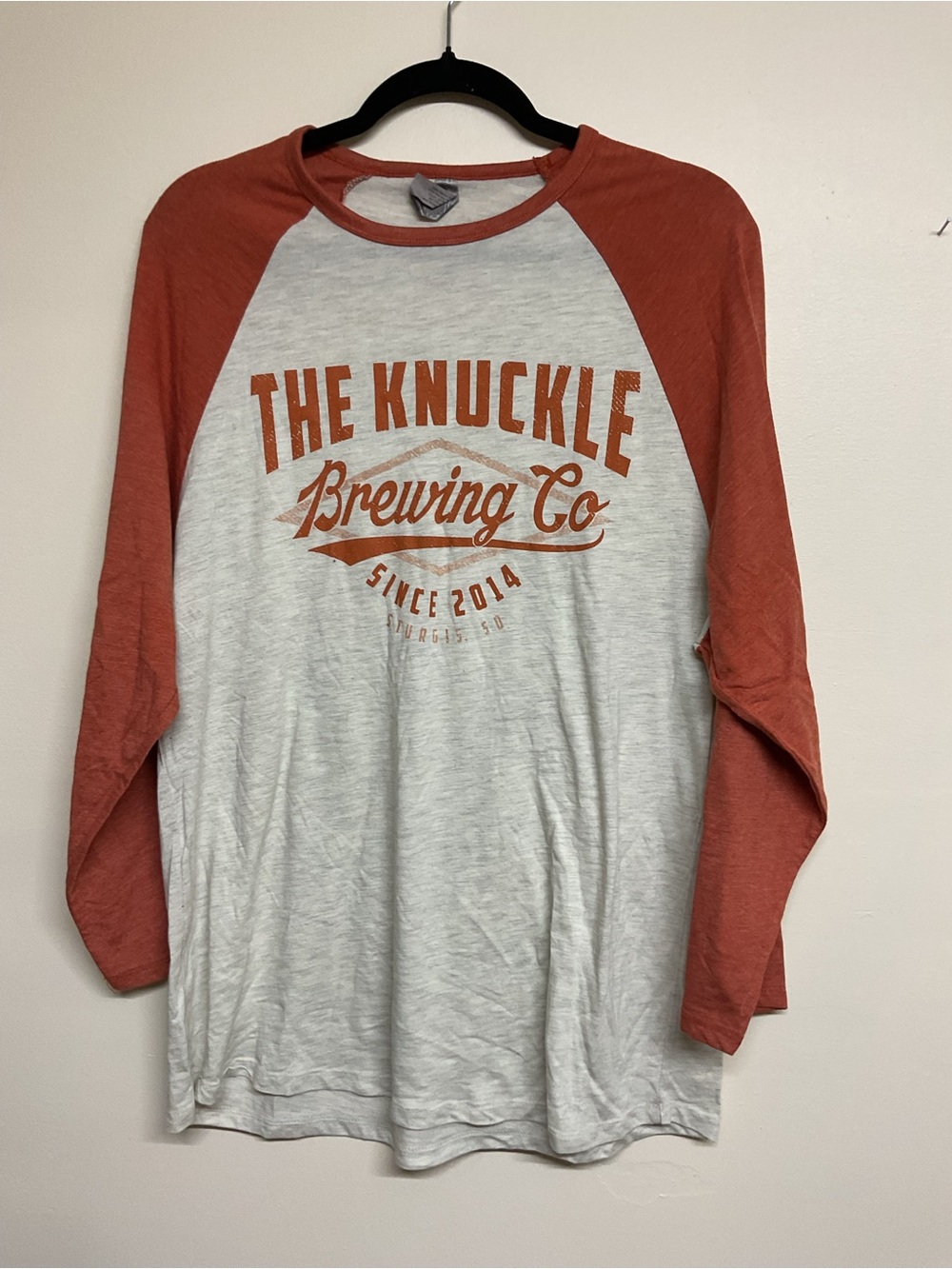 Men's Two-Tone Raglan Long Sleeve Shirt - Rust/Gray